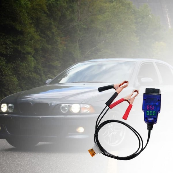 Bilbatteribyteverktyg, MoreChioce OBD till 12V bilströmsdator kabelminne digital display läckagedetekteringsverktyg med 2 krokodilklämmor