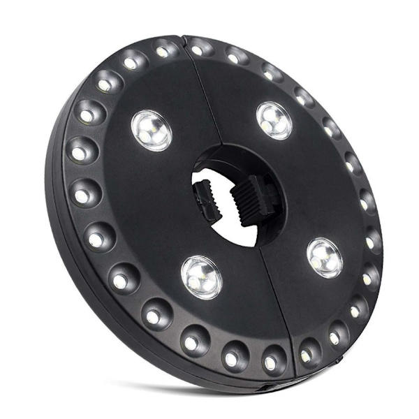 Sort haveparasollampe med 28 LED-pærer