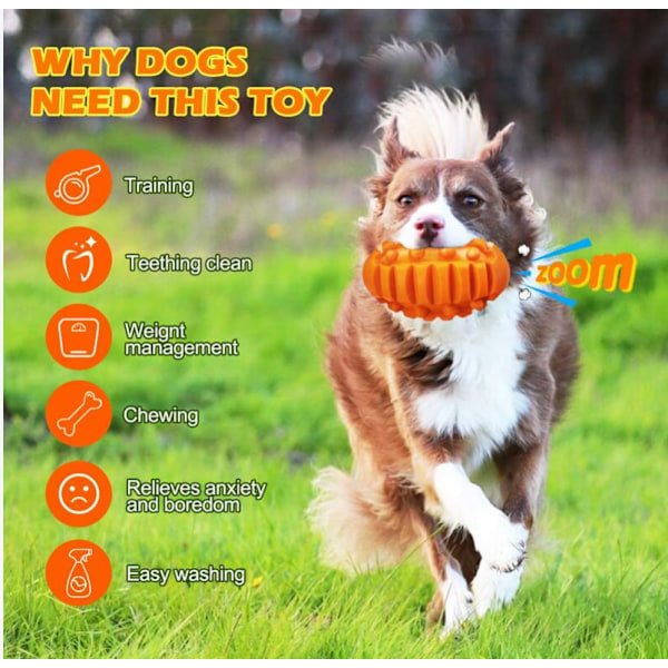 Uforgjengelig hundeleke Hundeleke Ball Hundetyggeleke Robust gummilyd Ball med for små mellomstore store hunder 10,5 cm oransje