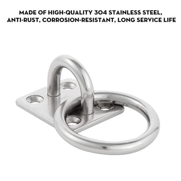 4 stk. M6 øyeboltplate med ring 304 rustfritt stål Heavy Duty Ce