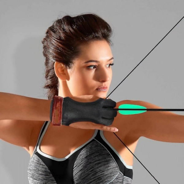 Bågskyttehandske Finger Tab Tillbehör - Läderhandskar för Recurve