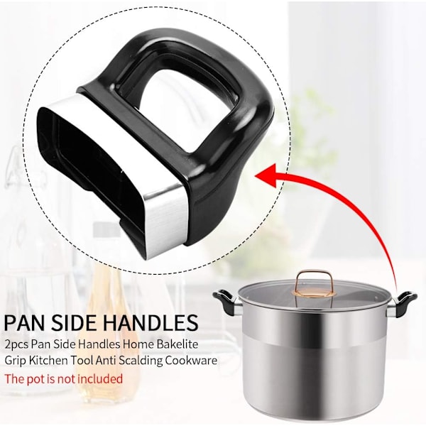 2-pakke Anti-Scald Bakelite Side Handles, Ergonomiske Flyttbare Side
