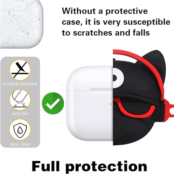 (Svart Röd) AirPods1/2 Bluetooth Headset Case, Silikon Trådlöst