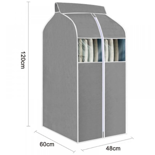1 stk 60 x 48 x 120, Grå Hengende Klær Bag, Støvtett Klar PVC