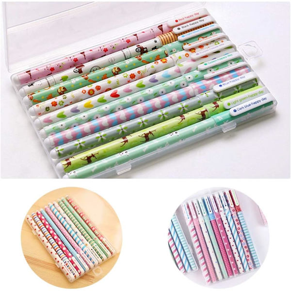 10 stk. (dyr) søde kuglepenne Kawaii kuglepenne sjove kuglepenne, 0,38 mm farverig skrivning