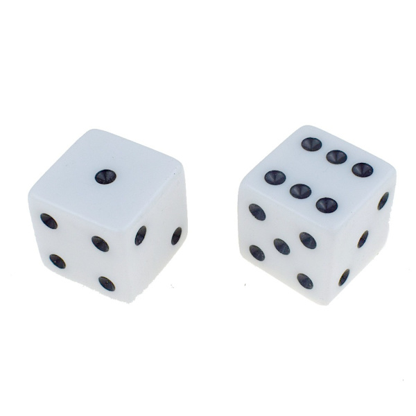 10 st 16 mm akryltärningar svart/vit 6-sidig kasinopokerspel bar