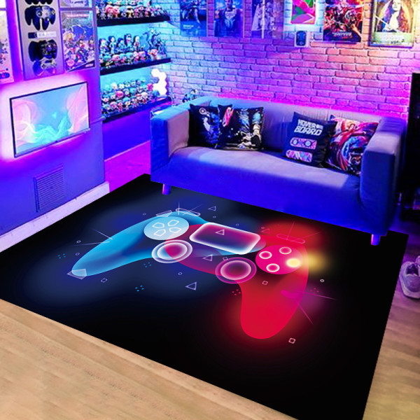 Moderne Gamer Soveværelse Tæppe 120x80cm 3D Controller Graffiti Børn