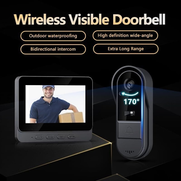 Trådløs Dørklokke Udendørs Vandafvisende 1080P Trådløs Dørklokke Med Kamera wi