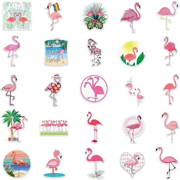 50 stk Flamingo-klistremerker, Flamingo-klistremerker, Motorsykkelklistremerker