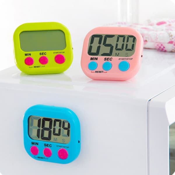 Grønn digital timer magnetisk koketimer stor skjerm læring