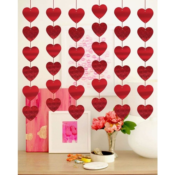 12 Styk Røde Hjerte Valentinsdag Dekorationer, Hjerteformet Hængende