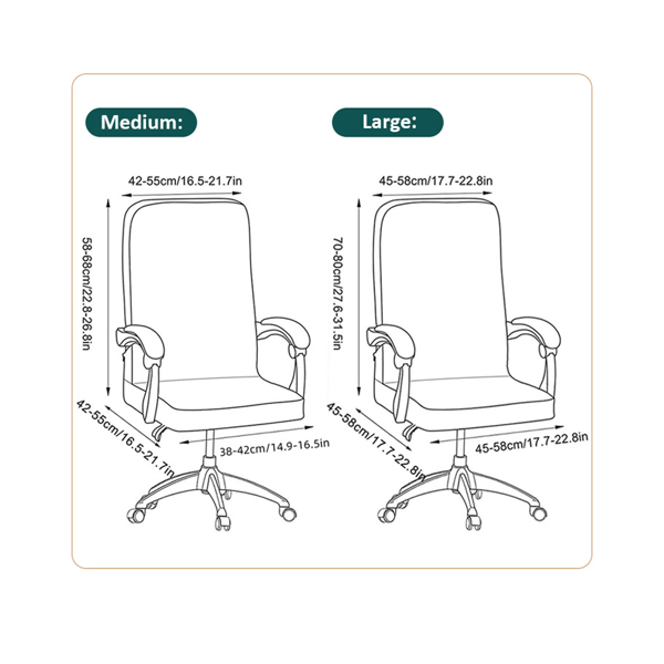 Kontorstol Betræk（L） Universal Stretch Mikrofiber Vaskbar Offic