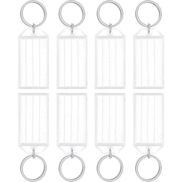 Nøglering i plast med blanke, linjerede papiretiketter, gennemsigtige låg og splitringe - robuste genstandeidentifikatorer (rektangel (40 stk.))