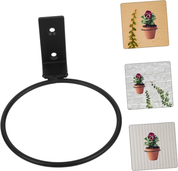 Sammenklappelig vægmonteret jernblomsterpotteholder, diameter 20 cm, sort, velegnet til have, balkon, 1 stk.
