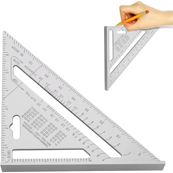 7 tum triangulär vinkelhake linjal, aluminium triangellinjal