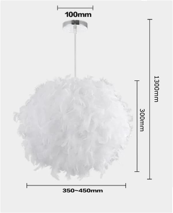 Fjer Pendel Lys Hvid Moderne Lysekrone Lampskærm 30cm til