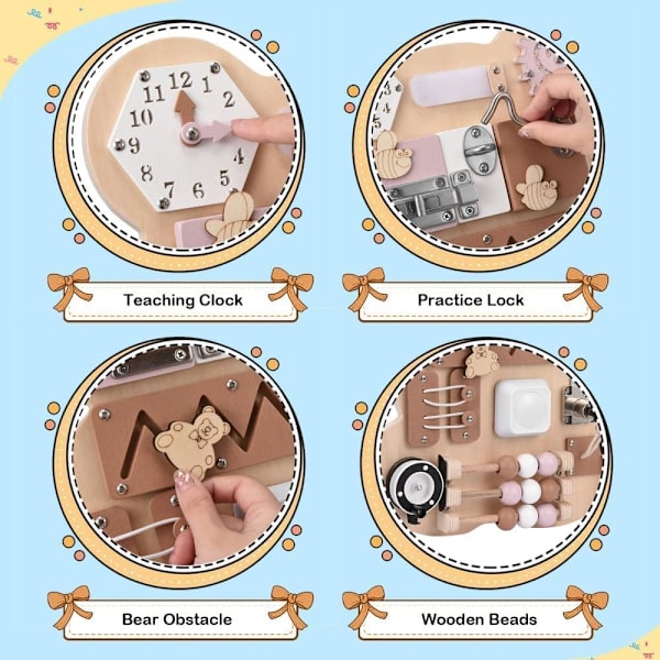 Travel Busy Board Montessori Aktivitetsbrett Sensorisk Aktivitetsbrett Woode