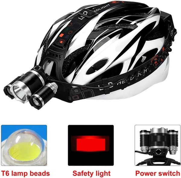 Oppladbar LED-hodelykt med 4 lysmoduser Ideell for camping
