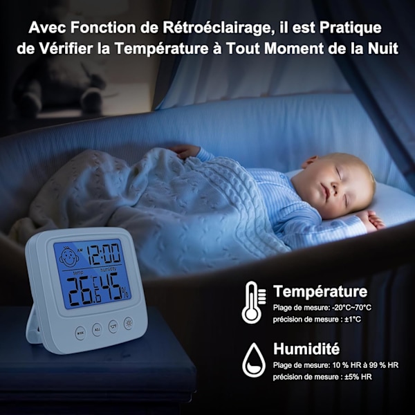 Højpræcisions digitalt indendørs hygrometer termometer, indendørs digitalt hygrometer, digitalt bordtermometer med temperatur- og fugtighedsovervågning - baggrundsbelysning