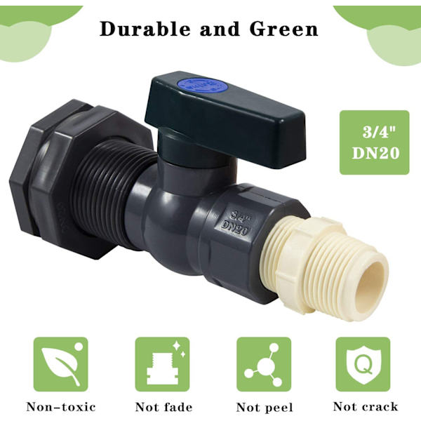 Tønne kran PVC regntønne kran sett slange adapter for
