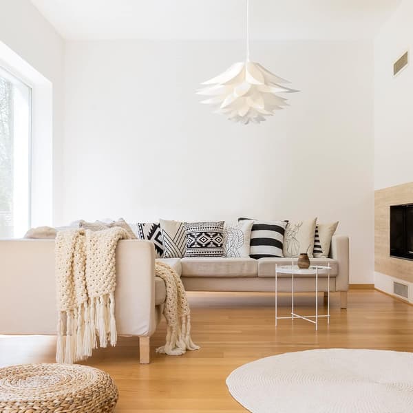 Hvit puslespill-lampe i polypropylen (PP) med lotusdesign - DIY-montering