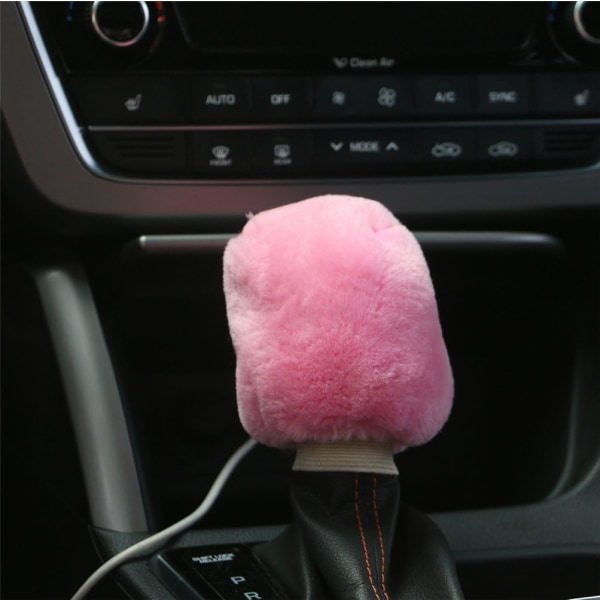 (Rosa) 3-pack fluffig plysch bilrattskydd för universell