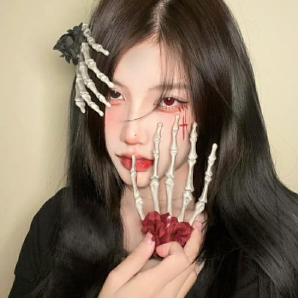 Sorte Halloween Knogle Hårklemmer Skelet Hånd Hårklemme Sorte Roser
