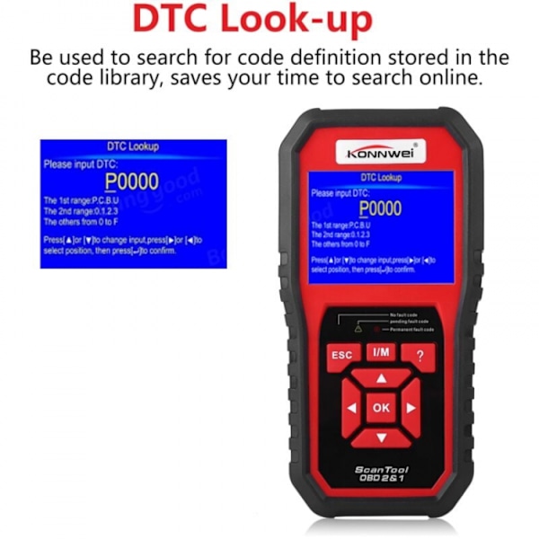 KONNWEI KW850 OBDII OBD2 EOBD Bilscanner Fejl C