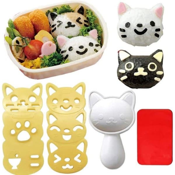 Sæt med små riskugleforme Søde kattemønstre DIY Sushi Bento Nori K