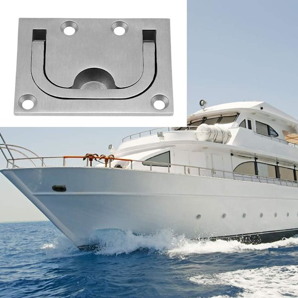 2 Flush Båthuker i Rustfritt Stål Marine Håndtak Båt Flush Luke Flush Trekkhåndtak med 8 Skruer for Marine Yacht Båt Skapskap