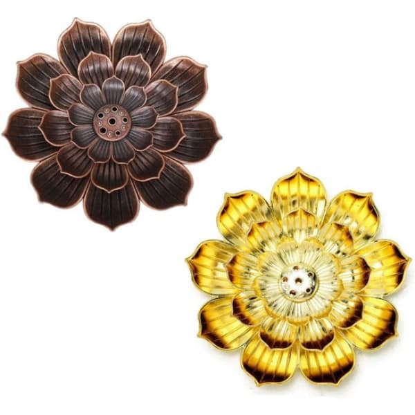 Tre-lagers röd koppar lotus rökelsehållare ornament
