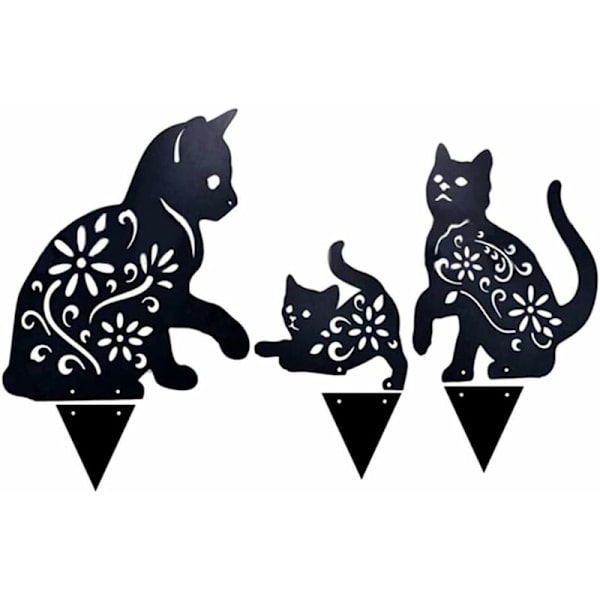 Katt Hagekunst Hage Metall Statuer Dekor, 3 PCS Katt Hullet Ut Sil