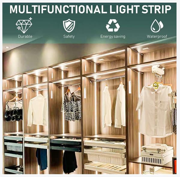 LED-stripe med bevegelsessensor, 2m batteridrevet LED-stripe med I