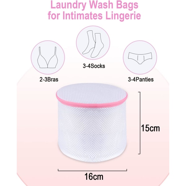 Rosa set med 4 bh-nät för tvättmaskin, stora tvättnät f
