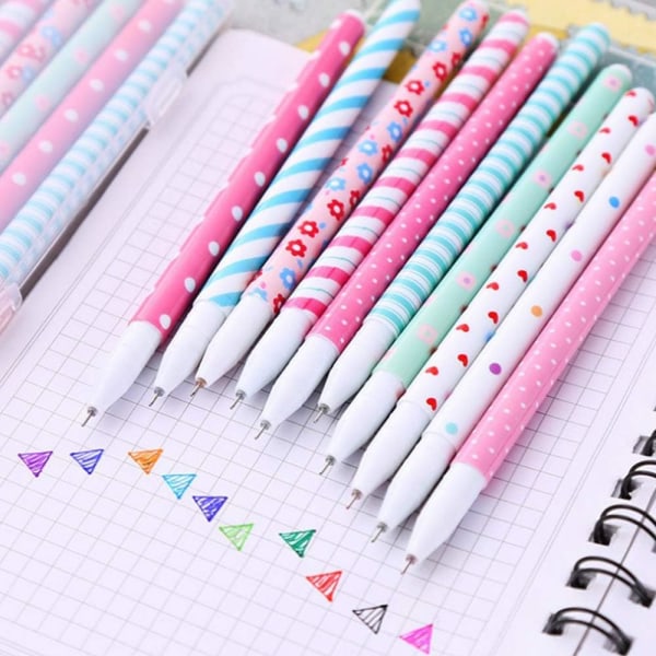 10 kpl (Big Love) Söpöt kynät Kawaii Pens Fun Pens, 0,38 mm värikäs W