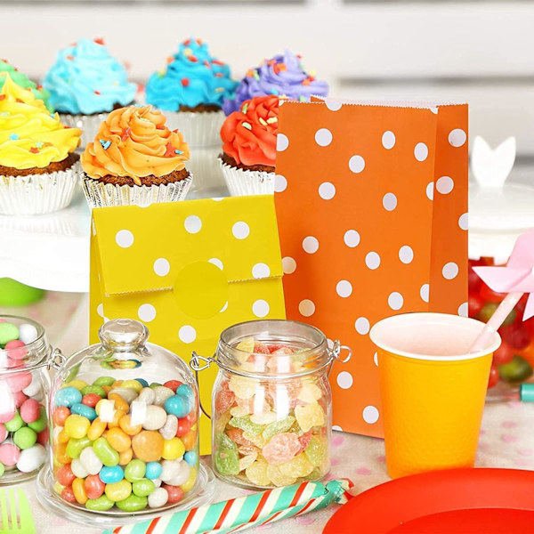 Presentpåsar i prickigt papper - Set med 20 presentpåsar i papper, små presentpåsar, färgglada presentpåsar, DIY-presentpåsar i papper för godis, bröllop eller födelsedag