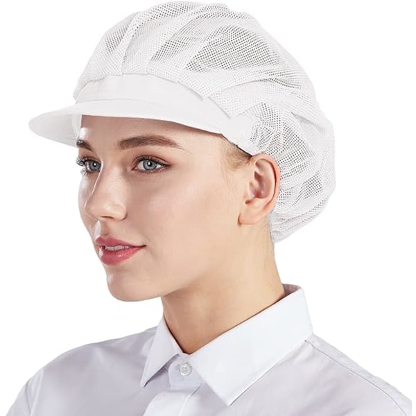 3-pak mesh kokkehatte - Hvide, unisex køkkenhatte med mesh, W