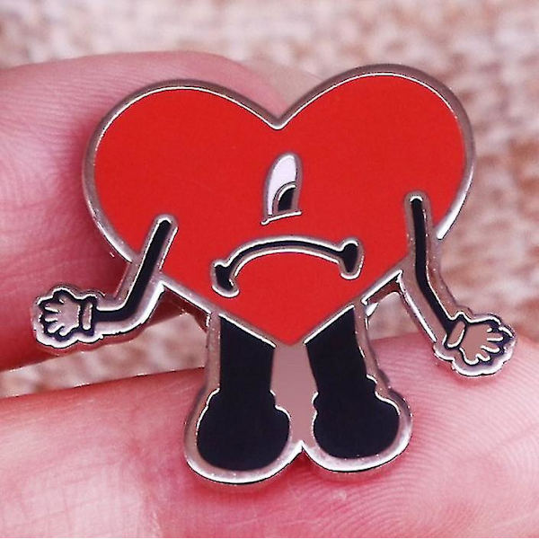 Baddd X Bunny Heart Red Enamel Pins Music Lapel Pin Shirt Bag Bad