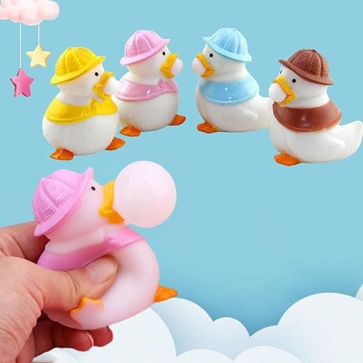 4-pack bubbelkläm leksaker - bärbara anka mjuka djur kläm till