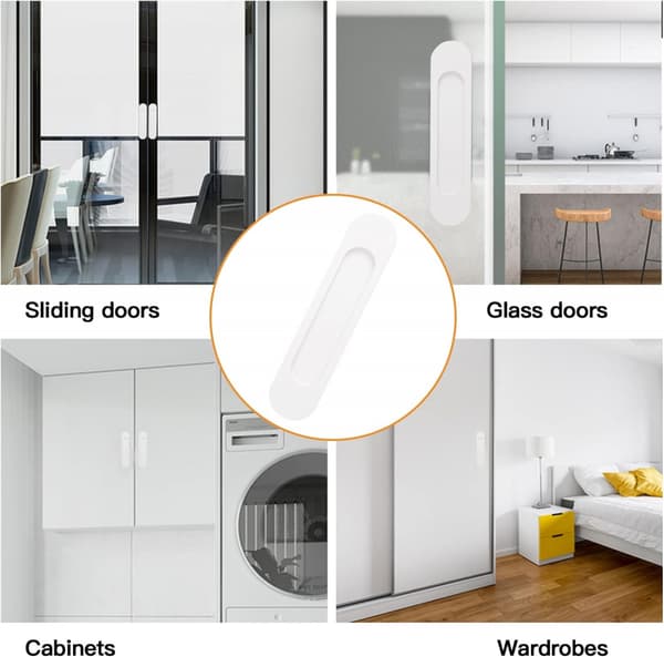 2 stk 15 cm sølv ovalt skyvedørhåndtak, selvklebende aluminium