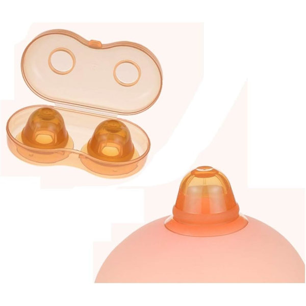 Nippelkorrigerare för omvänd bröstvårta pump eller extender, låsförstärkningshjälpmedel med dammtätt fodral för kvinnor, mamma, amning, brun färg