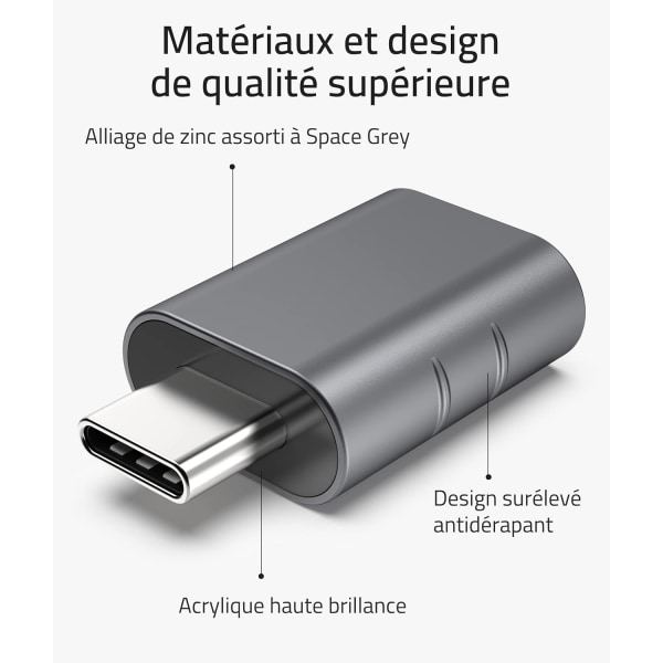 USB C til USB-adapter 2-pakke USB C hann til USB3 hunnadapter, US