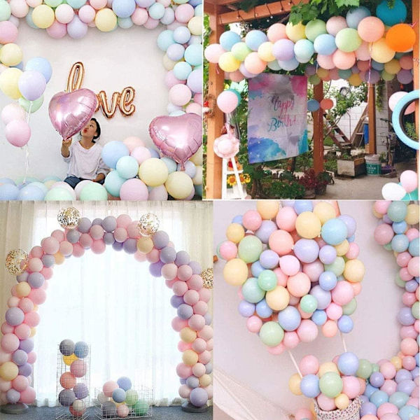 Pastelfarvede balloner, 100 stk. Macaron balloner, latexballoner i pastelfarver