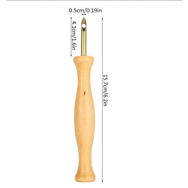 Punchnål med trähandtag Bärbar broderipenna Sy Vi
