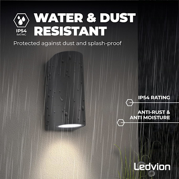 LED-ulkoseinävalaisin - Hiekanharmaa/Antrasiitti - Pyöreä - Kaksinkertainen Si