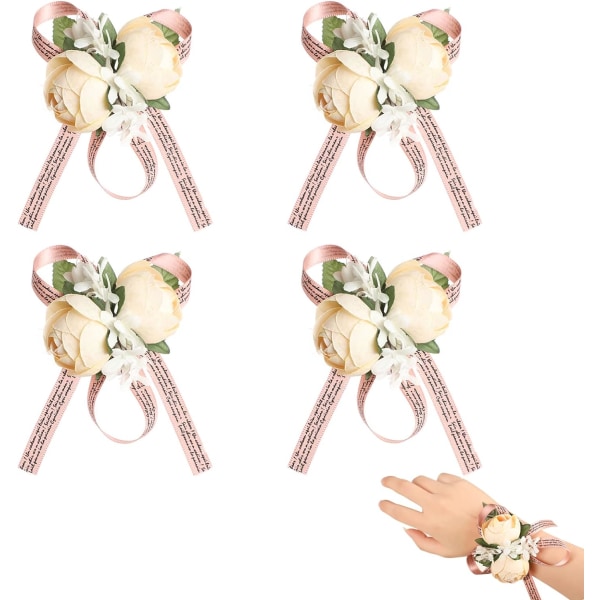 4 st bröllops handledsblommor, handleds corsage bröllop konstgjorda blommor wr