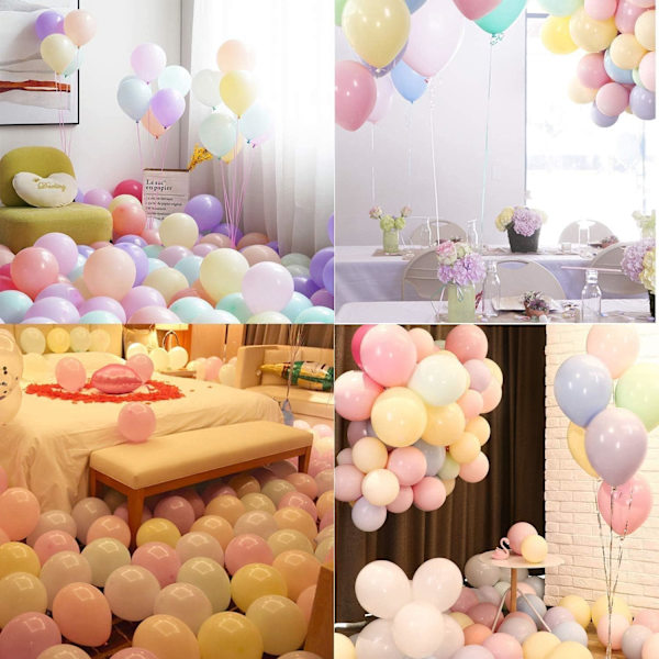 Pastelfarvede balloner, 100 stk. Macaron balloner, latexballoner i pastelfarver