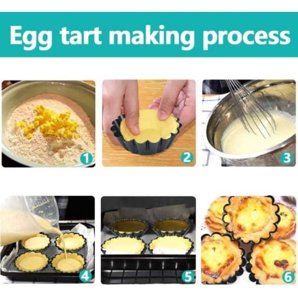 12 STK Gjenbrukbare Eggterteformer Karbonstål Terteformer Non-Stick
