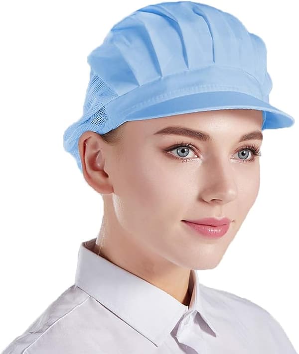 3 stk. kokkehue unisex køkkenhat med mesh til arbejde i værksted