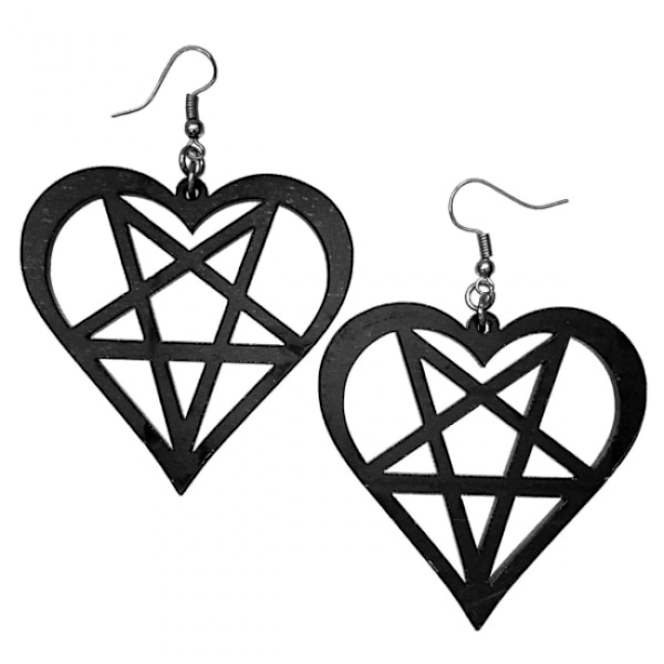 Sorte øredobber - Heartagram - Pentagram - Ham - Sort
